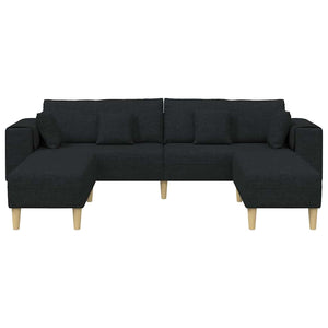 Sofa en tissu avec coussin Noir 208 cm tissu