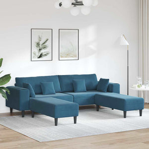 Canapé en velours avec coussin 3 pcs Bleu 208 cm Velours