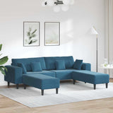 Canapé en velours avec coussin 3 pcs Bleu 208 cm Velours