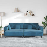 Canapé en velours avec coussin 3 pcs Bleu 208 cm Velours