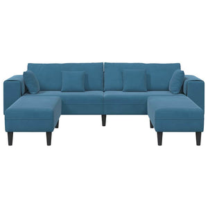 Canapé en velours avec coussin 3 pcs Bleu 208 cm Velours