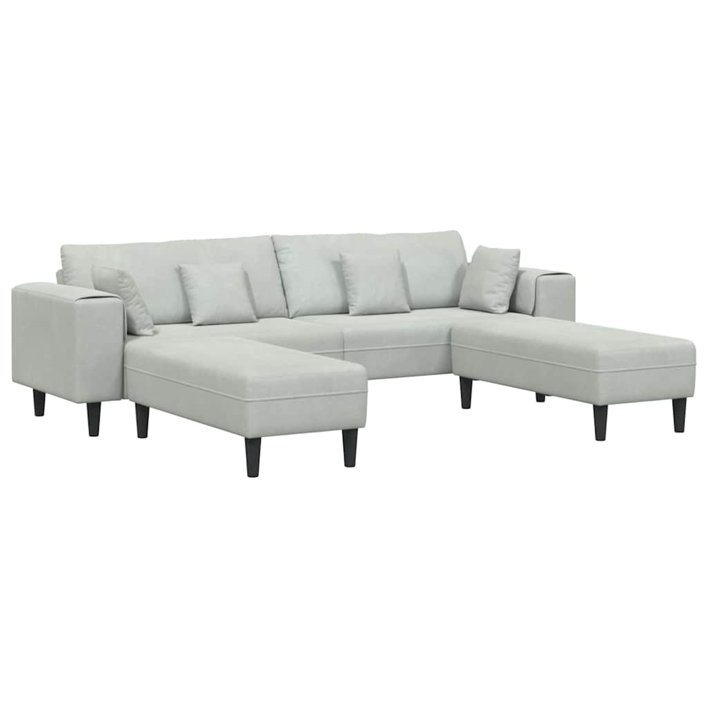 Canapé en velours avec coussin 3 pcs Gris clair 208 cm Velours