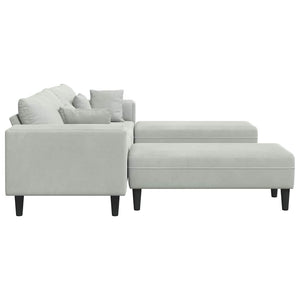 Canapé en velours avec coussin 3 pcs Gris clair 208 cm Velours