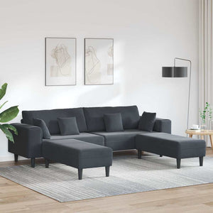 Canapé en velours avec coussin 3 pcs Gris foncé 208 cm Velours