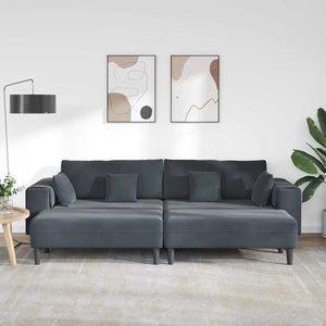 Canapé en velours avec coussin 3 pcs Gris foncé 208 cm Velours