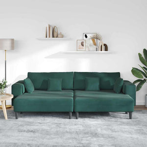 Canapé en velours avec coussin 3 pcs Vert foncé 208 cm Velours