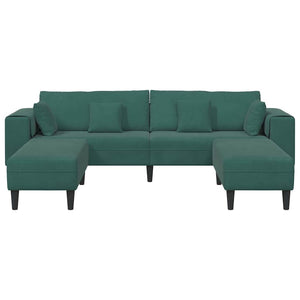 Canapé en velours avec coussin 3 pcs Vert foncé 208 cm Velours