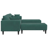 Canapé en velours avec coussin 3 pcs Vert foncé 208 cm Velours