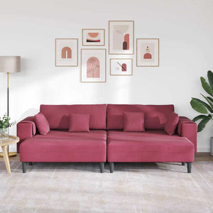 Canapé en velours avec coussin 3 pcs Bordeaux 208 cm Velours