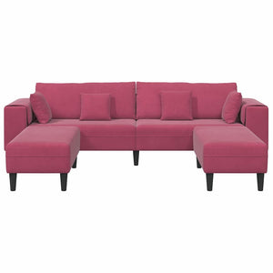 Canapé en velours avec coussin 3 pcs Bordeaux 208 cm Velours