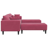 Canapé en velours avec coussin 3 pcs Bordeaux 208 cm Velours