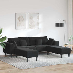 Canapé en velours avec coussin 3 pcs Noir 208 cm Velours