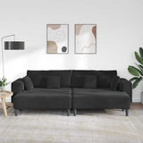 Canapé en velours avec coussin 3 pcs Noir 208 cm Velours