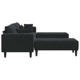 Canapé en velours avec coussin 3 pcs Noir 208 cm Velours