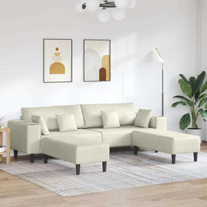 Canapé en velours avec coussin 3 pcs Crème 208 cm Velours