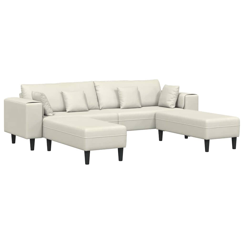Canapé en velours avec coussin 3 pcs Crème 208 cm Velours