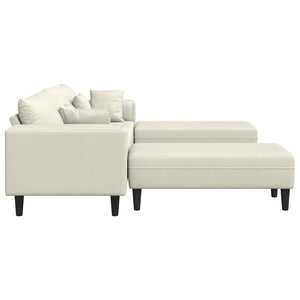 Canapé en velours avec coussin 3 pcs Crème 208 cm Velours