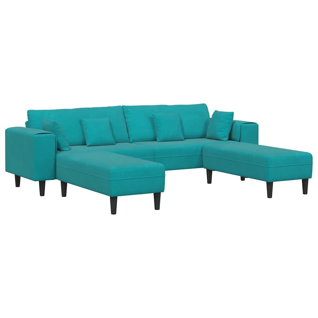 Canapé en velours avec coussin 3 pcs Turquoise 208 cm Velours