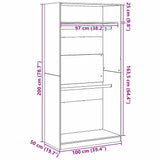 Armoire Chêne noir 100 x 50 x 200 cm Bois d'ingénierie