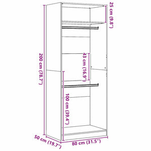 Armoire Chêne noir 80 x 50 x 200 cm Bois d'ingénierie