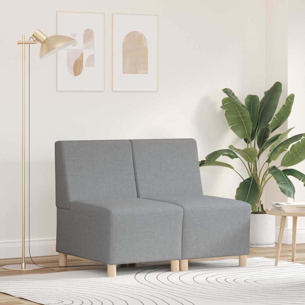 Unité de Sofa Modulaire Sans Accoudoirs 2 pcs Gris clair