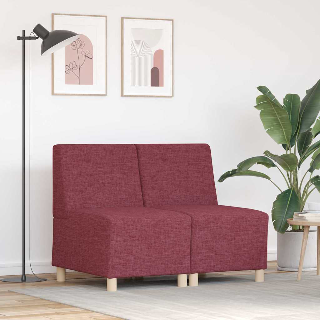 Unité de Sofa Modulaire Sans Accoudoirs 2 pcs Rouge