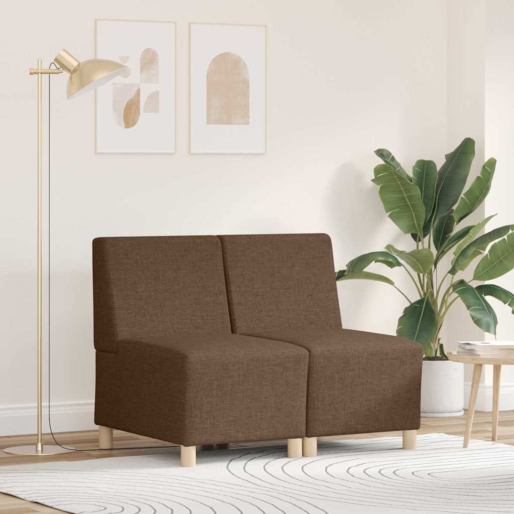 Unité de Sofa Modulaire Sans Accoudoirs 2 pcs Marron