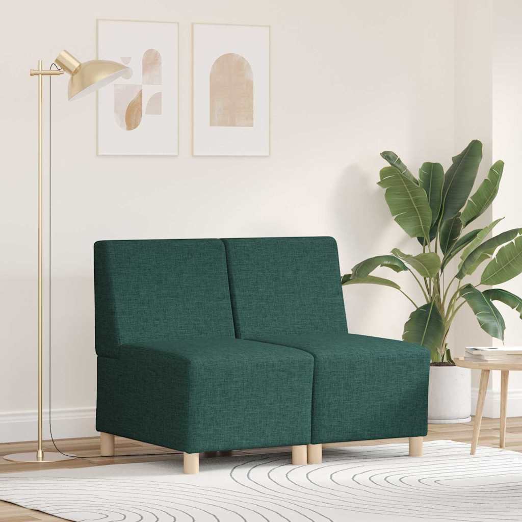 Unité de Sofa Modulaire Sans Accoudoirs 2 pcs Vert foncé