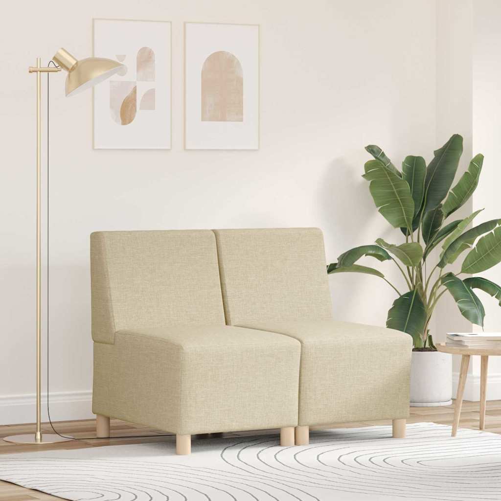 Unité de Sofa Modulaire Sans Accoudoirs 2 pcs Crème