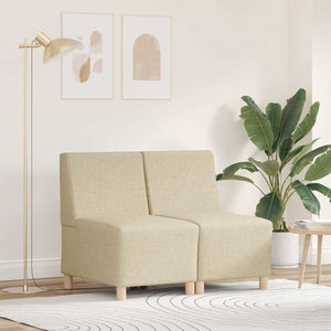 Unité de Sofa Modulaire Sans Accoudoirs 2 pcs Crème