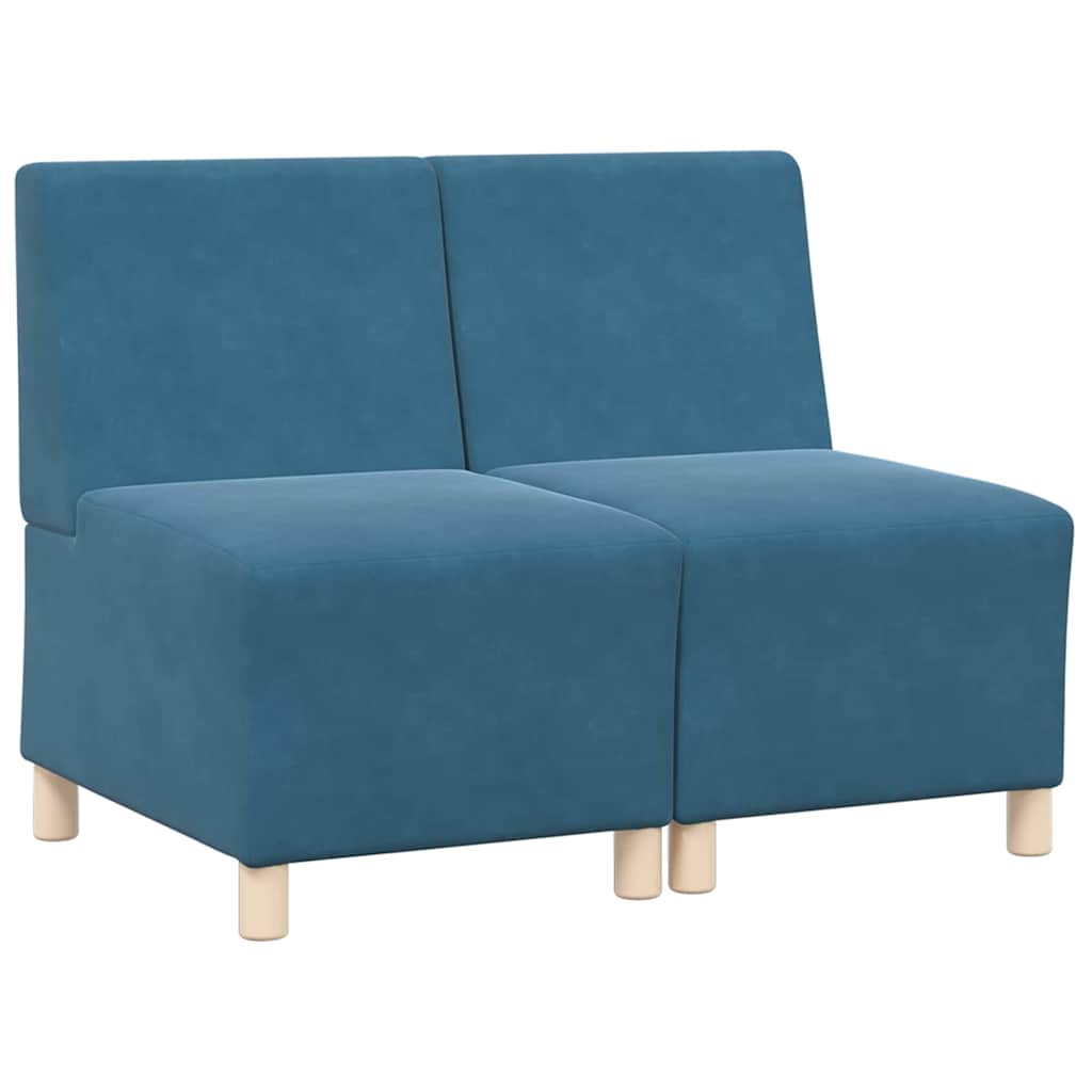 Unité de Sofa Modulaire Sans Accoudoirs 2 pcs Bleu