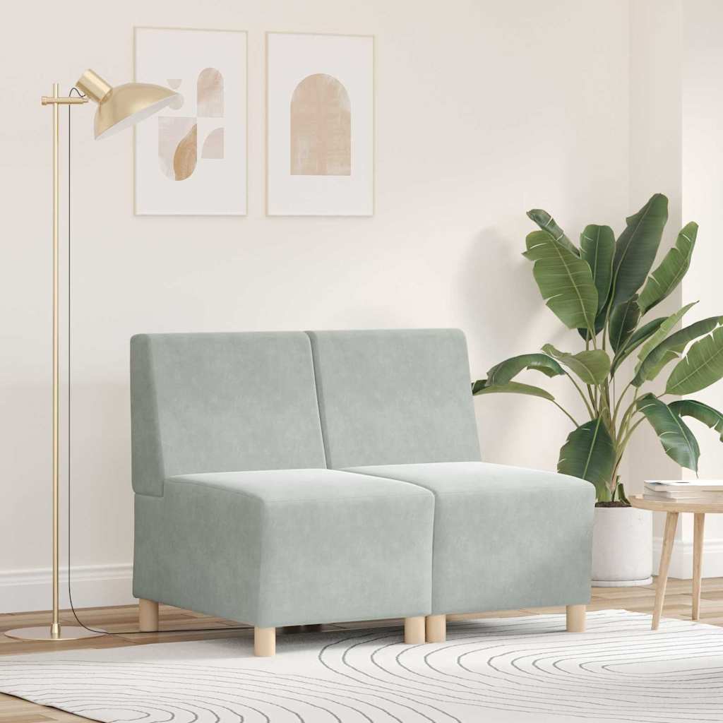 Unité de Sofa Modulaire Sans Accoudoirs 2 pcs Gris clair