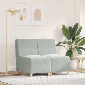 Unité de Sofa Modulaire Sans Accoudoirs 2 pcs Gris clair