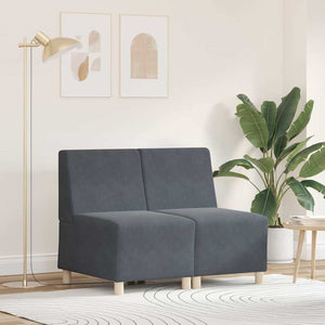 Unité de Sofa Modulaire Sans Accoudoirs 2 pcs Gris foncé