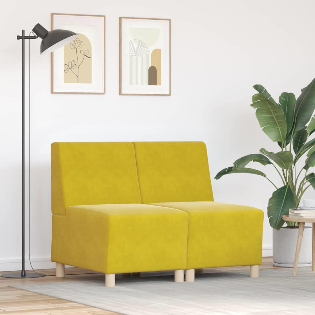 Unité de Sofa Modulaire Sans Accoudoirs 2 pcs Jaune