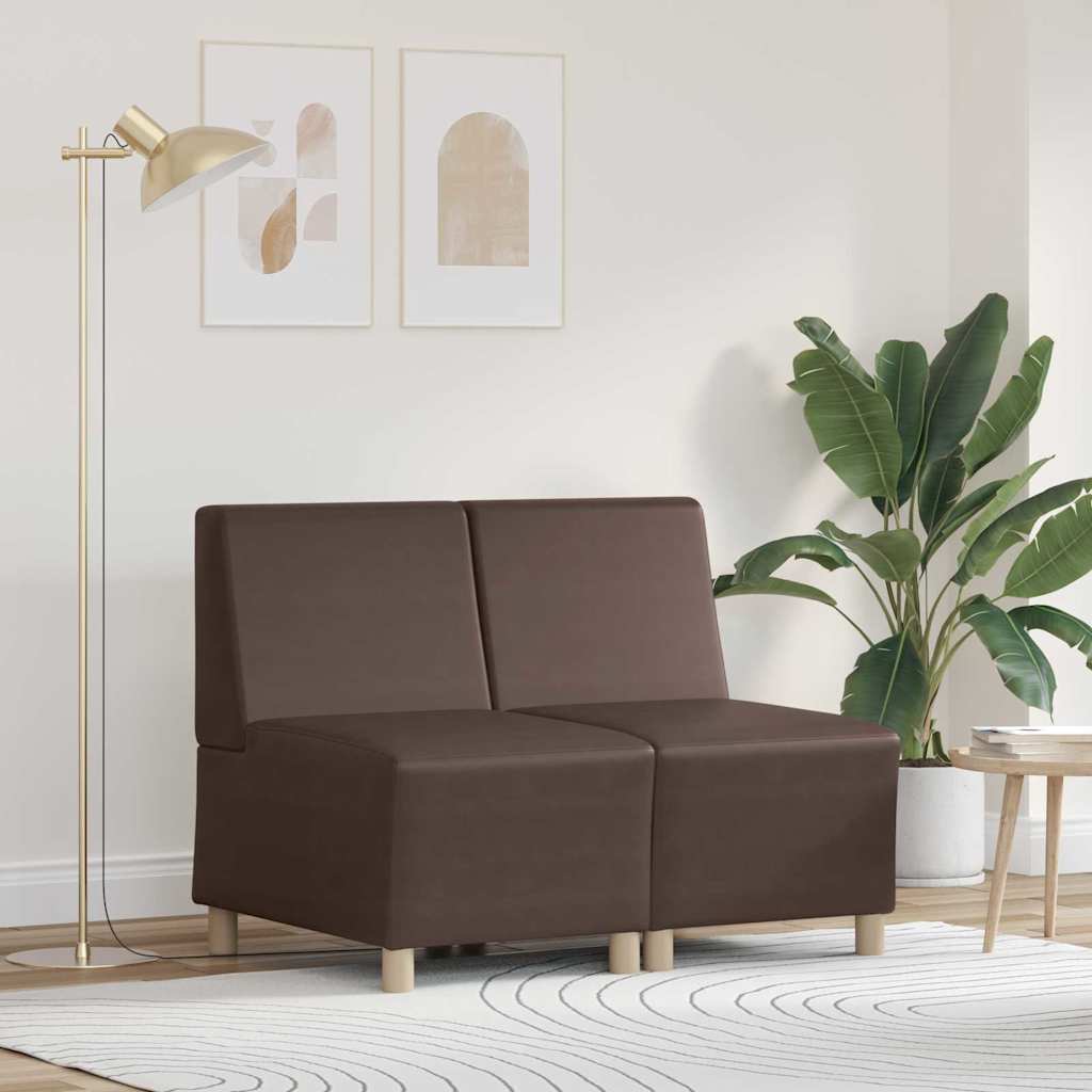 Unité de Sofa Modulaire Sans Accoudoirs 2 pcs Marron
