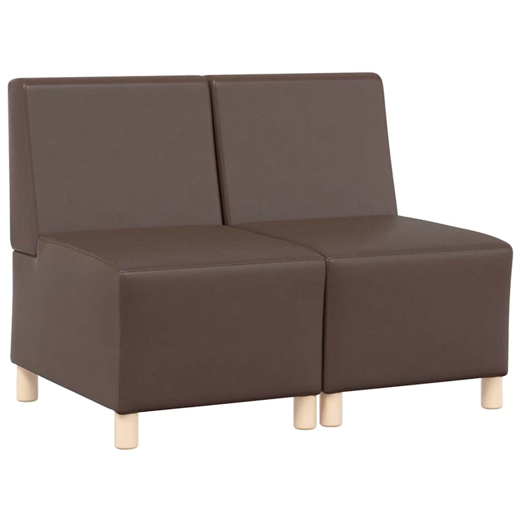 Unité de Sofa Modulaire Sans Accoudoirs 2 pcs Marron