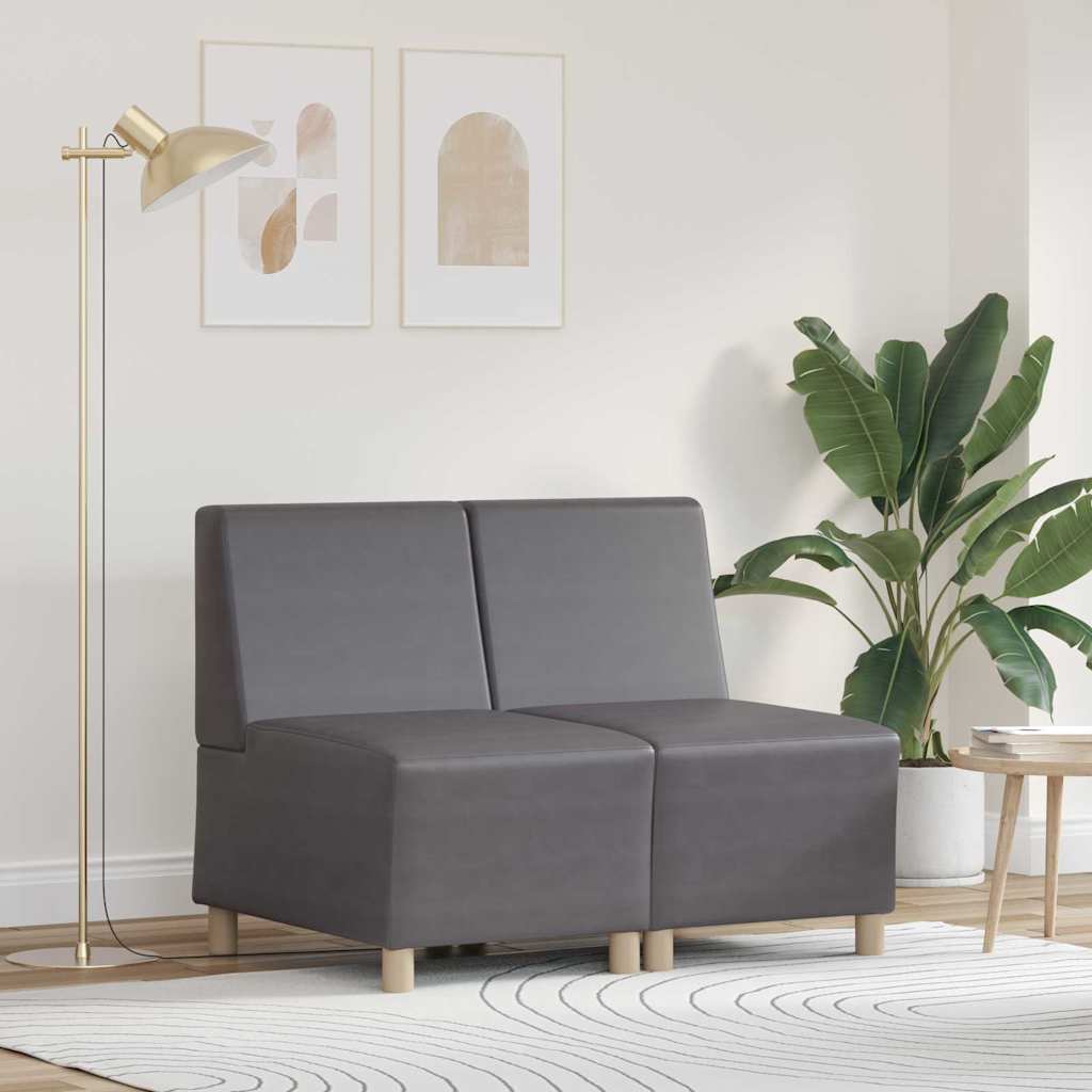 Unité de Sofa Modulaire Sans Accoudoirs 2 pcs Gris
