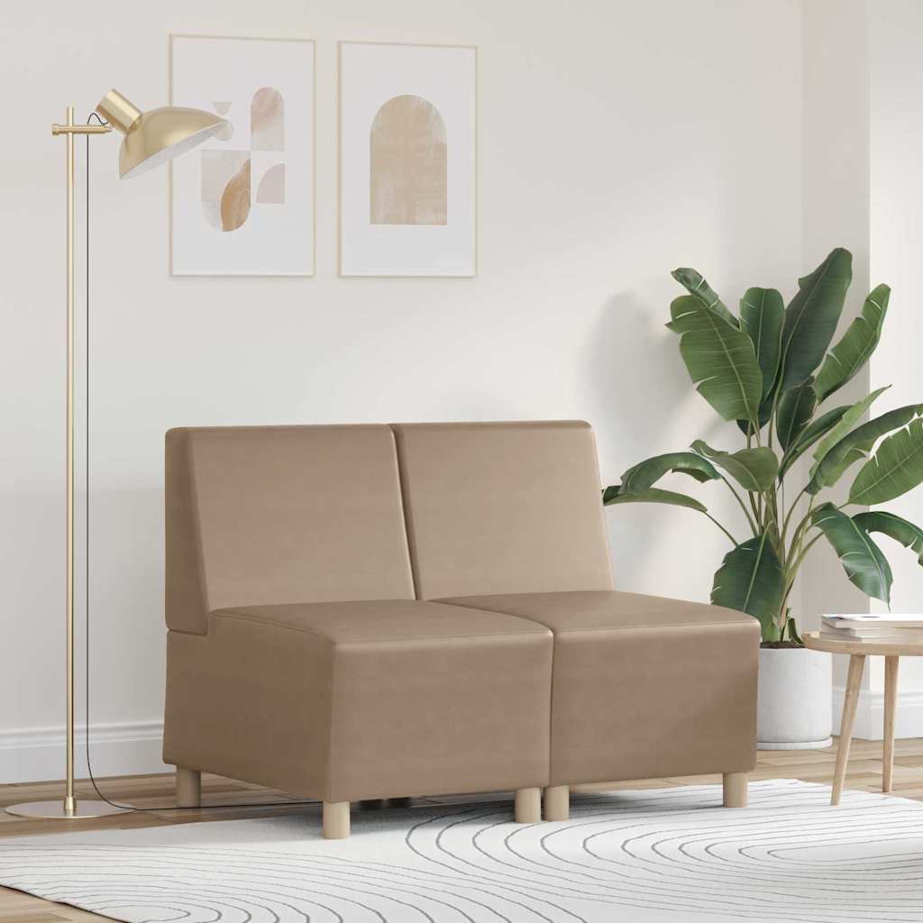 Unité de Sofa Modulaire Sans Accoudoirs 2 pcs Cappuccino