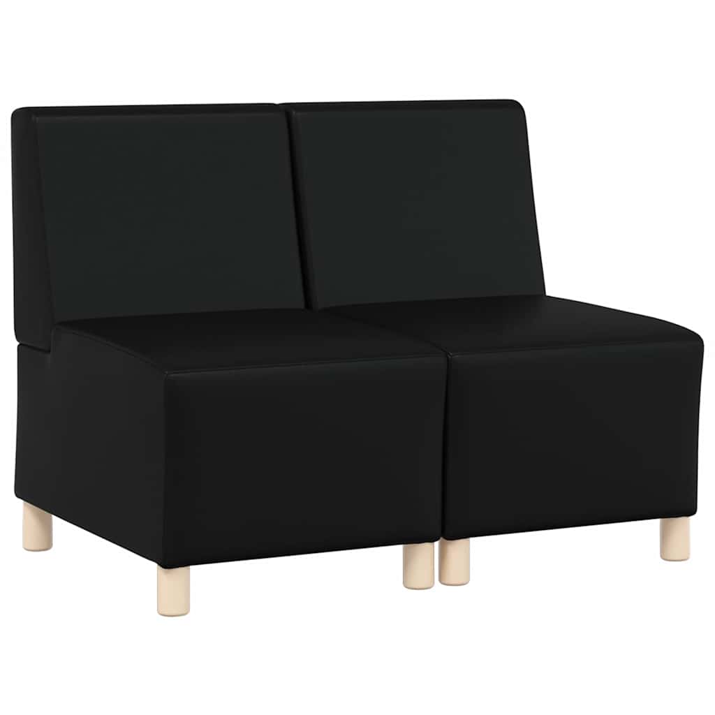 Unité de Sofa Modulaire Sans Accoudoirs 2 pcs Noir