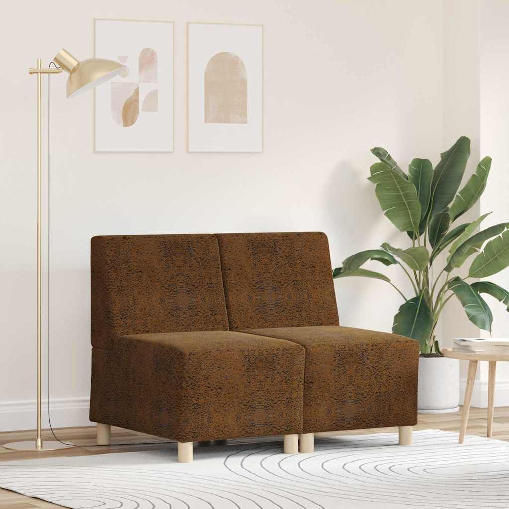 Unité de Sofa Modulaire Sans Accoudoirs 2 pcs Marron