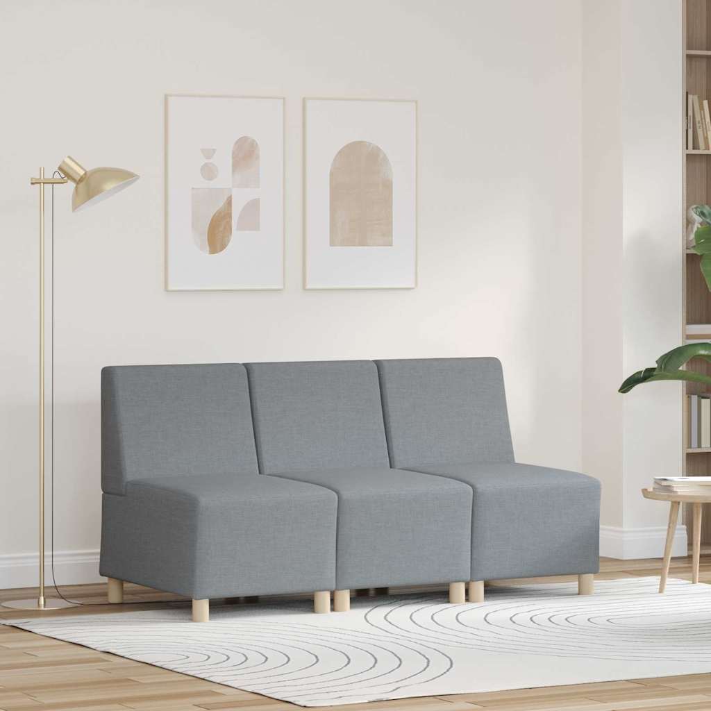 Unité de Sofa Modulaire Sans Accoudoirs 3 pcs Gris clair