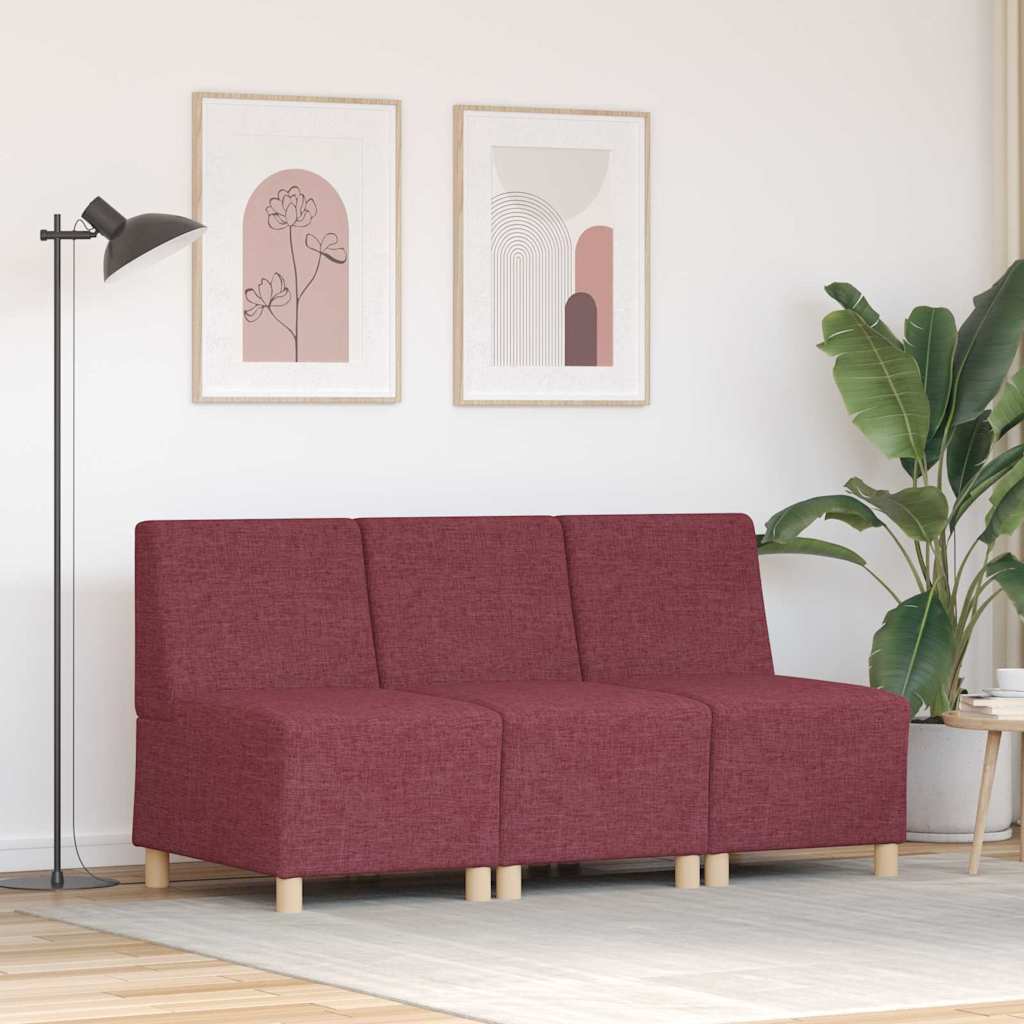 Unité de Sofa Modulaire Sans Accoudoirs 3 pcs Bordeaux