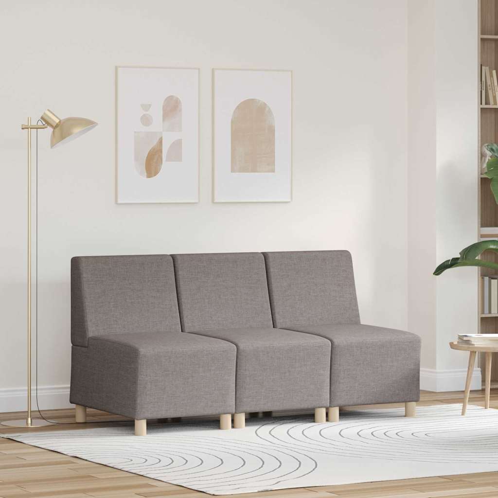 Unité de Sofa Modulaire Sans Accoudoirs 3 pcs Taupe
