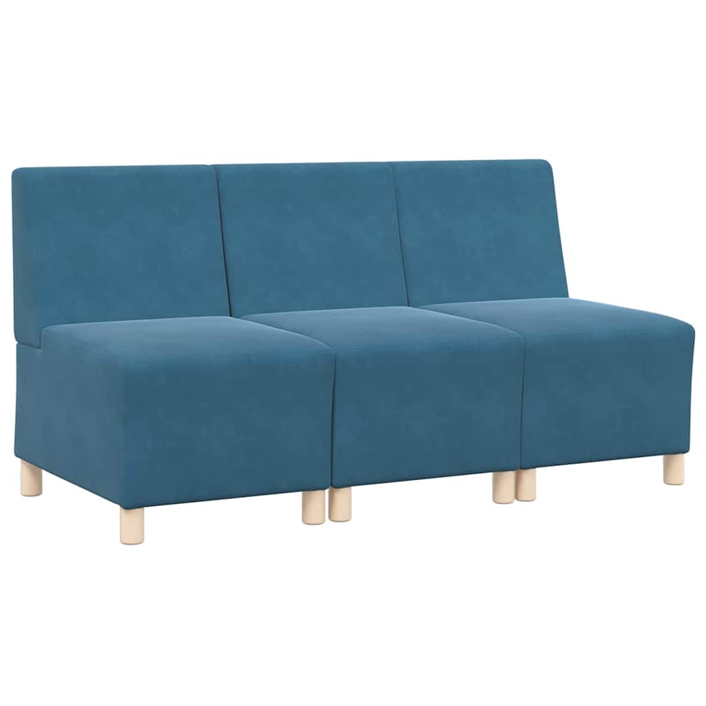Unité de Sofa Modulaire Sans Accoudoirs 3 pcs Bleu