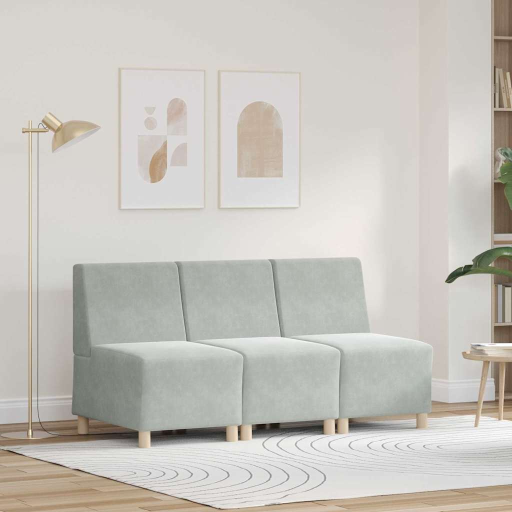Unité de Sofa Modulaire Sans Accoudoirs 3 pcs Gris clair