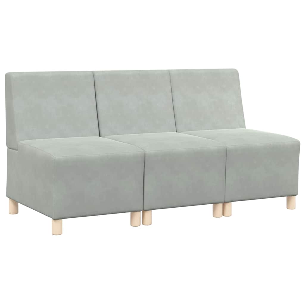 Unité de Sofa Modulaire Sans Accoudoirs 3 pcs Gris clair