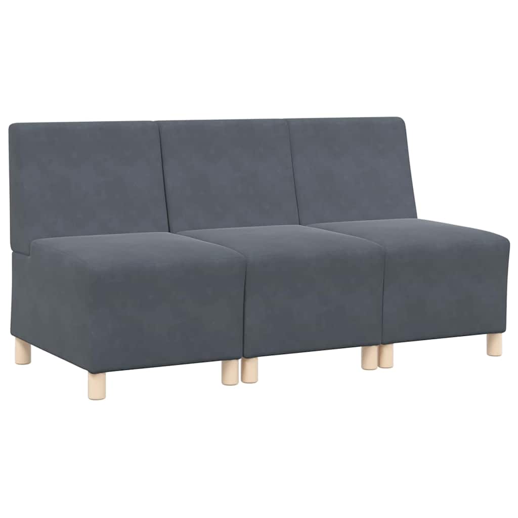 Unité de Sofa Modulaire Sans Accoudoirs 3 pcs Gris foncé