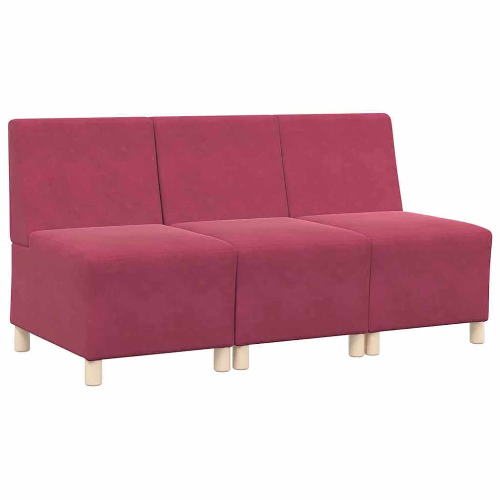 Unité de Sofa Modulaire Sans Accoudoirs 3 pcs Bordeaux