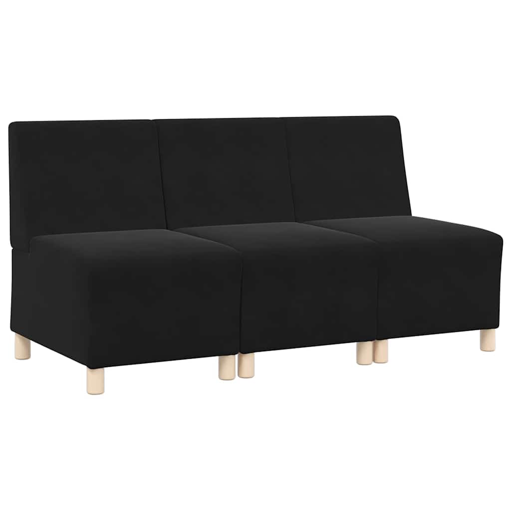 Unité de Sofa Modulaire Sans Accoudoirs 3 pcs Noir